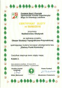 Jakość tras do orienteeringu potwierdzona złotym certyfikatem